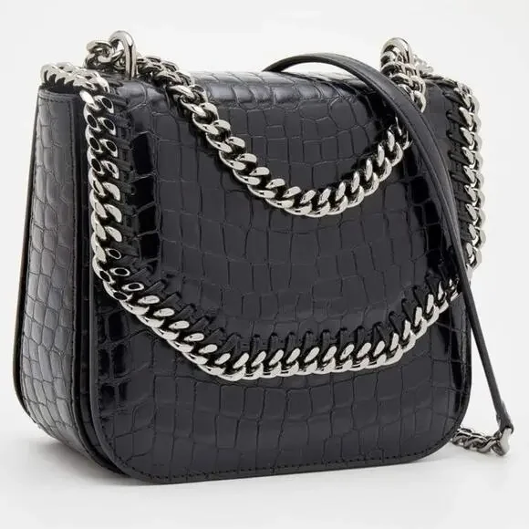 Authentic Stella McCartney Croc Embossed Faux Leather Falabella Star Box Bag - Picture 1 of 12
